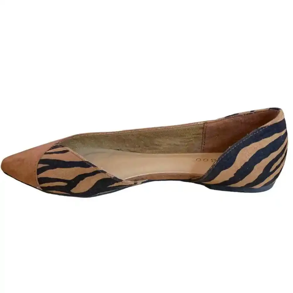 Bamboo half zebra stripe half‎ solid brown and black flat shoes size 7.5 - Picture 5 of 8